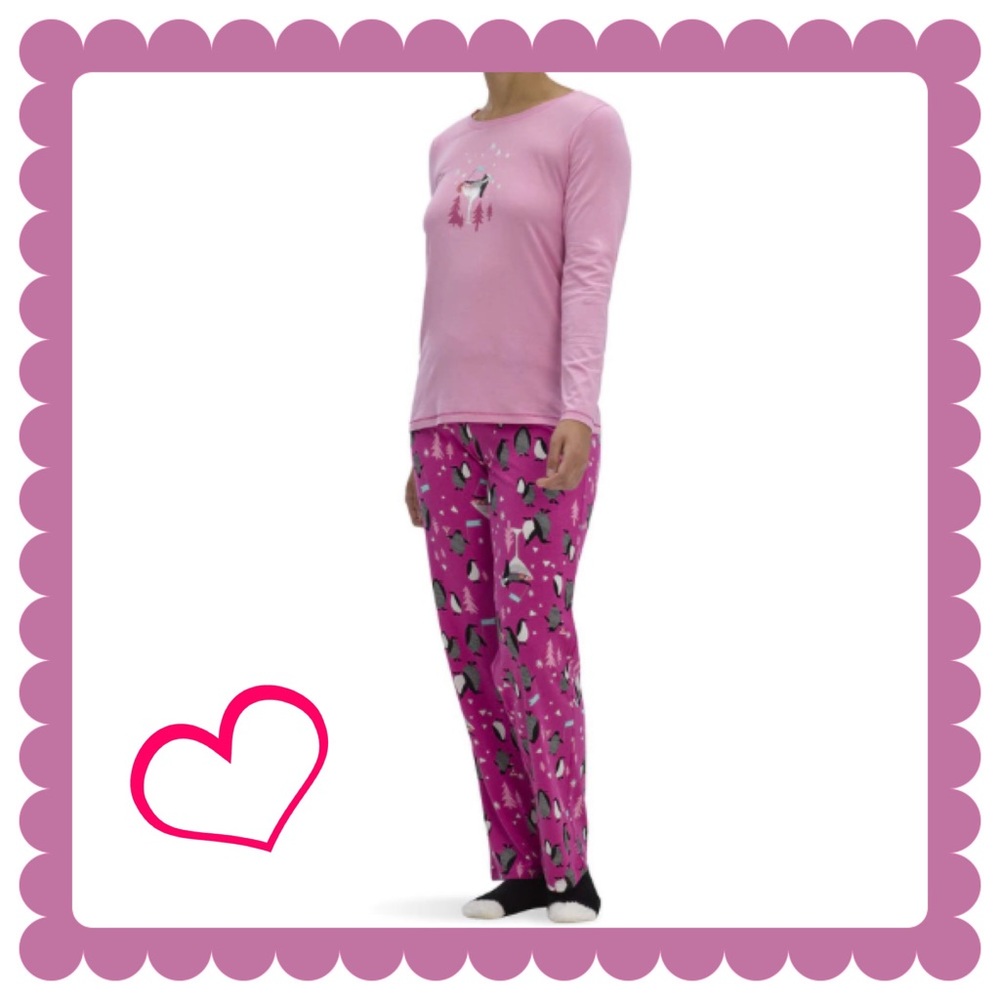 Hue Penguin Party 3-Piece Knit Pajama Set NWT